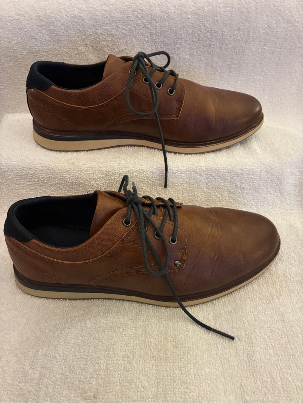 Sonoma Brown&Black Men’s Dress Shoes Lace-Up-white bottom trim-Cognac